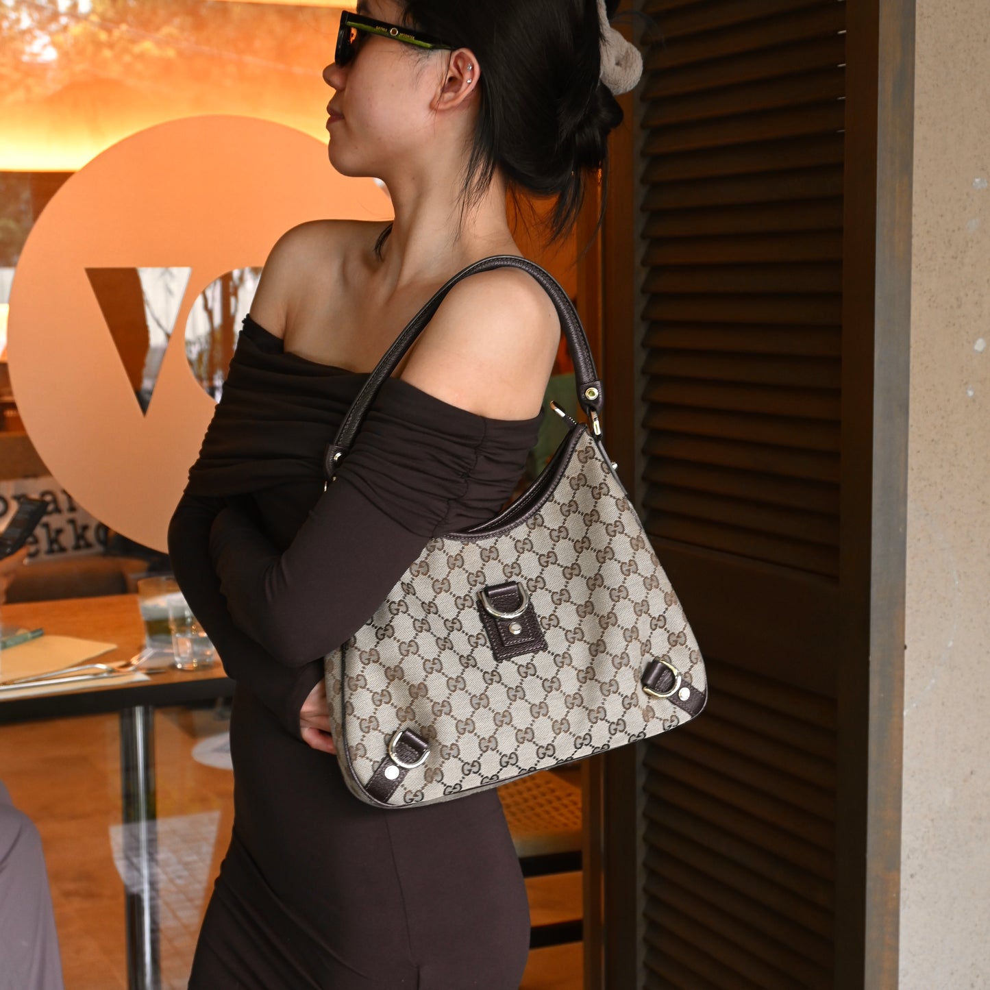 Gucci Abbey Canvas D Ring Hobo Bag