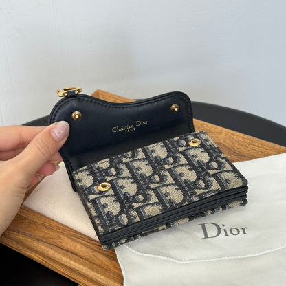 Dior Blue Oblique Canvas Saddle Card Holder