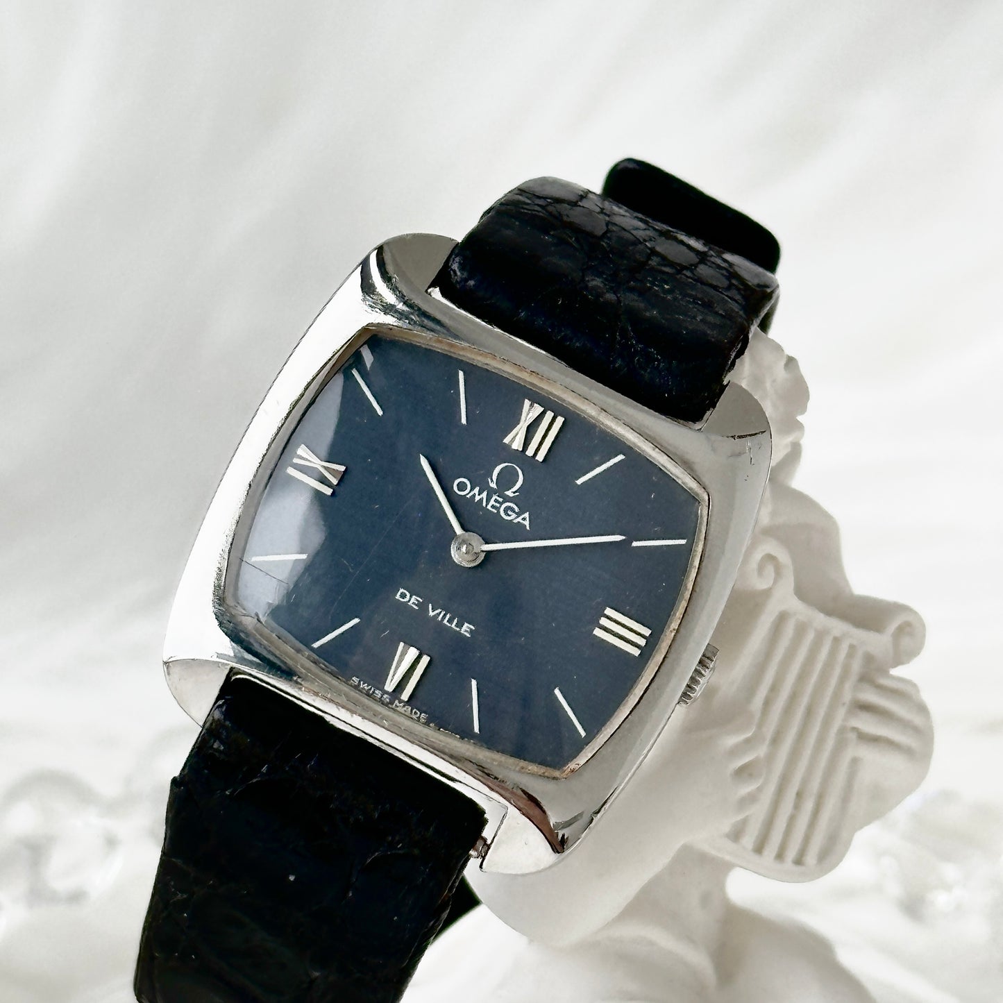 Omega Navy Dial with Silver Case