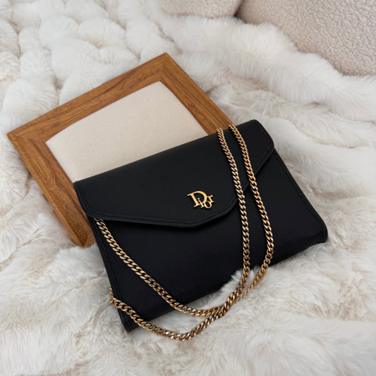 Dior Black Leather Chain Bag - Leluxe Vintage Sdn. Bhd.