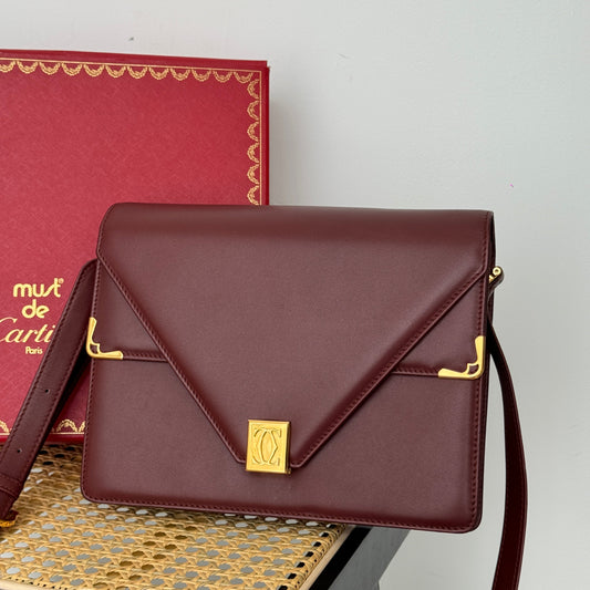 Cartier Must De Cartier Bordeaux Envelope Bag - Leluxe Vintage Sdn. Bhd.