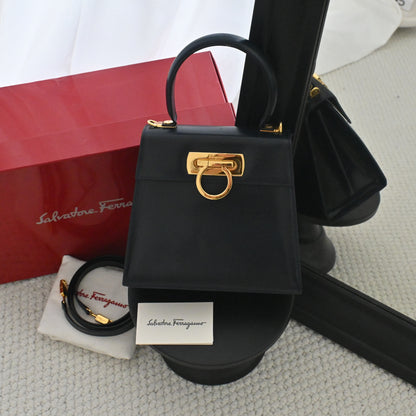 Salvatore Ferragamo Smal Gancini Kelly Navy