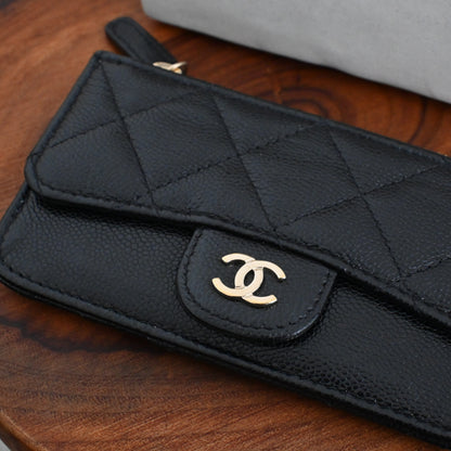 Chanel Caviar Classic Flap Zipped Cardholder