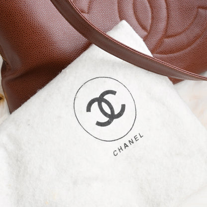 Chanel Timeless Caviar Brown Tote with Gold Ball