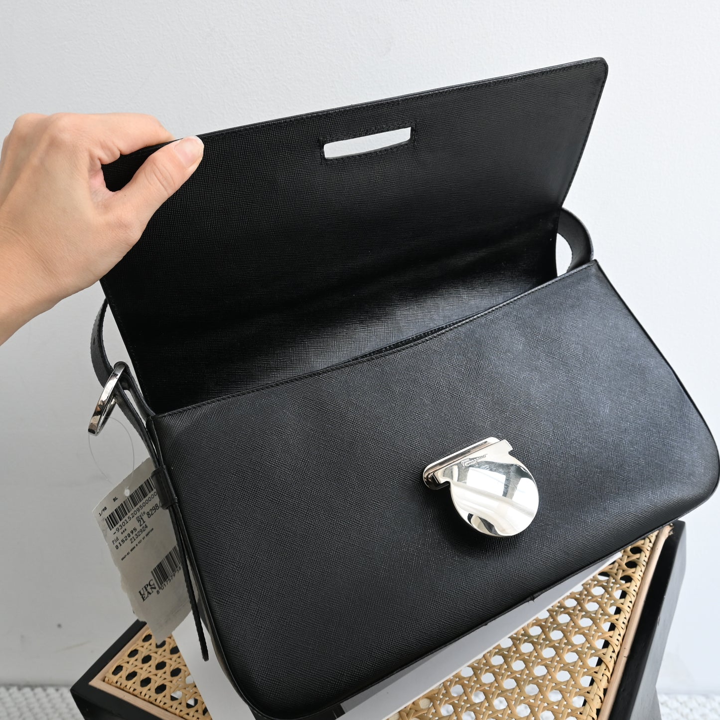 Salvatore Ferragamo Gancini Saffiano Leather Shoulder Bag