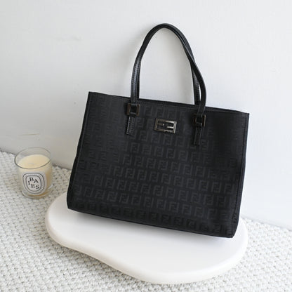 Fendi Zucchino Black Canvas Tote