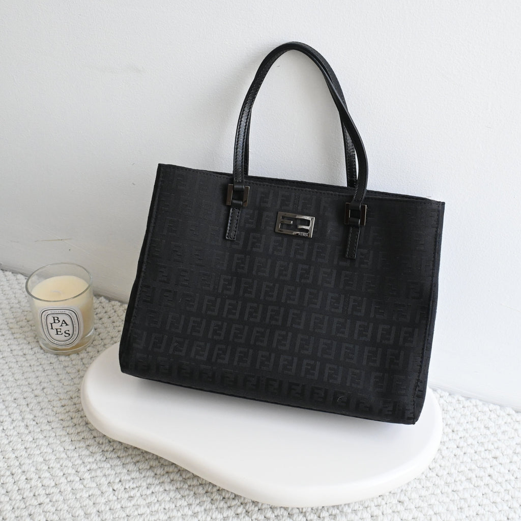Fendi Zucchino Black Canvas Tote - Leluxe Vintage Sdn. Bhd.