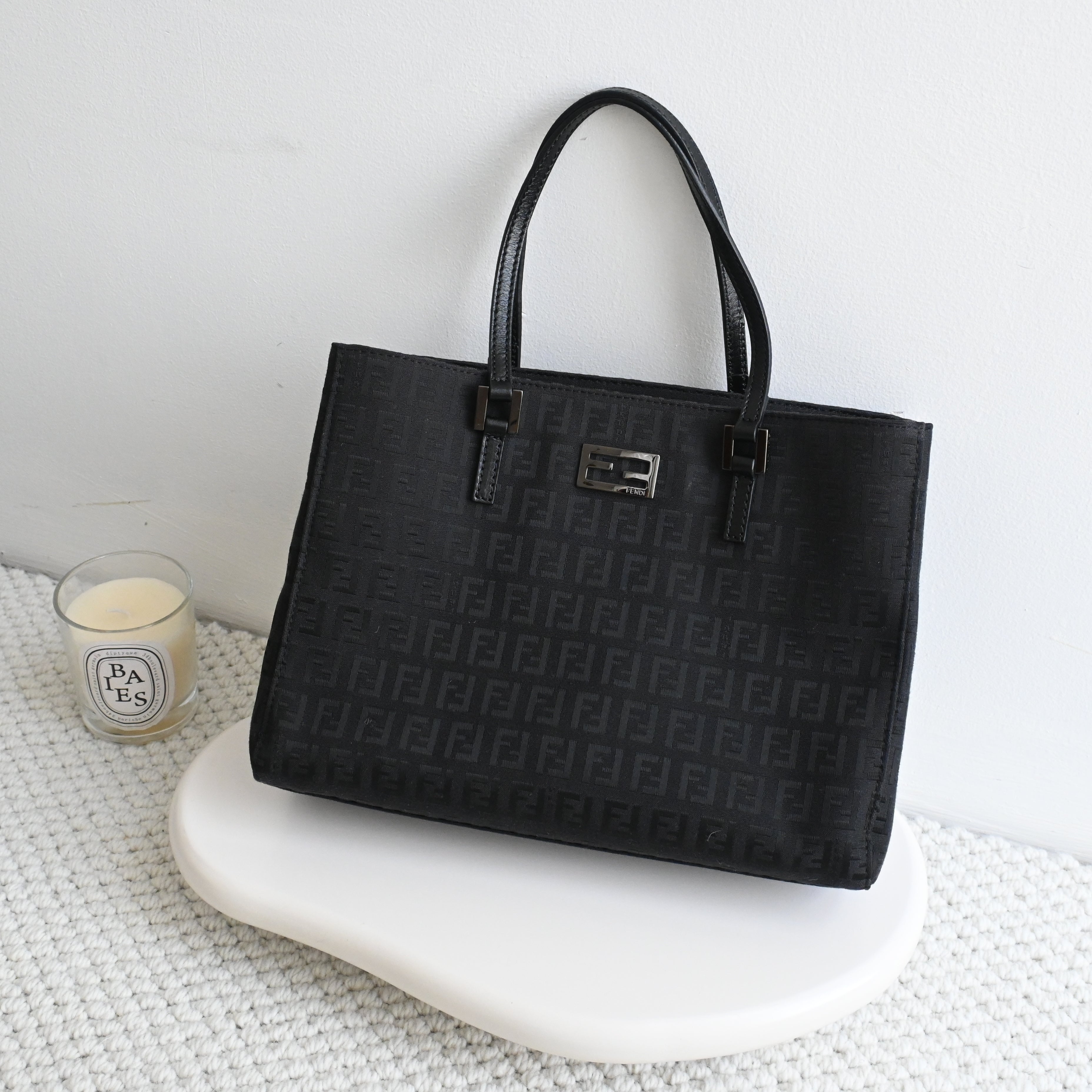 Fendi Zucchino Black Canvas Tote - Leluxe Vintage Sdn. Bhd.