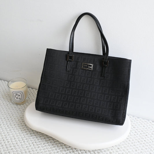 Fendi Zucchino Black Canvas Tote - Leluxe Vintage Sdn. Bhd.