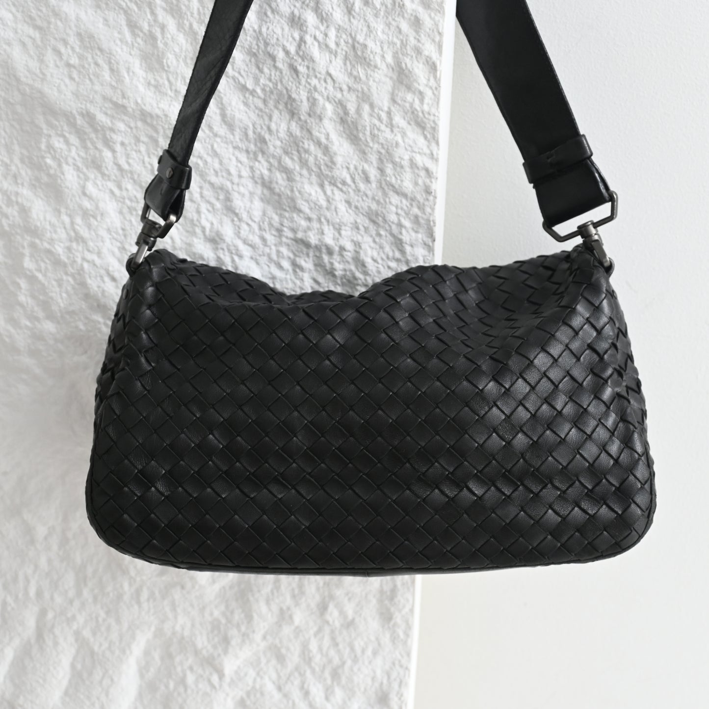 Bottega Veneta Intrecciato Double Flap Shoulder Bag