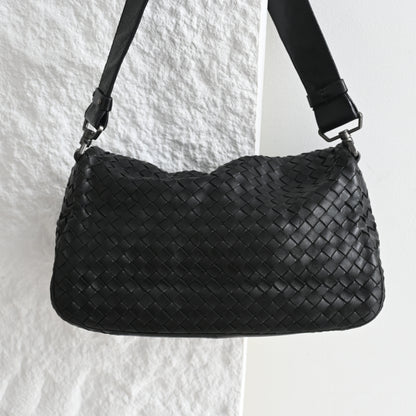 Bottega Veneta Intrecciato Double Flap Shoulder Bag