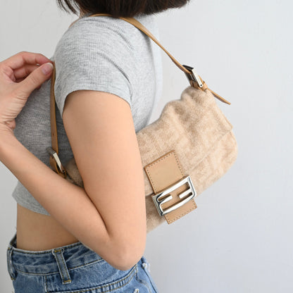 Fendi Zucca Baguette Wool Beige