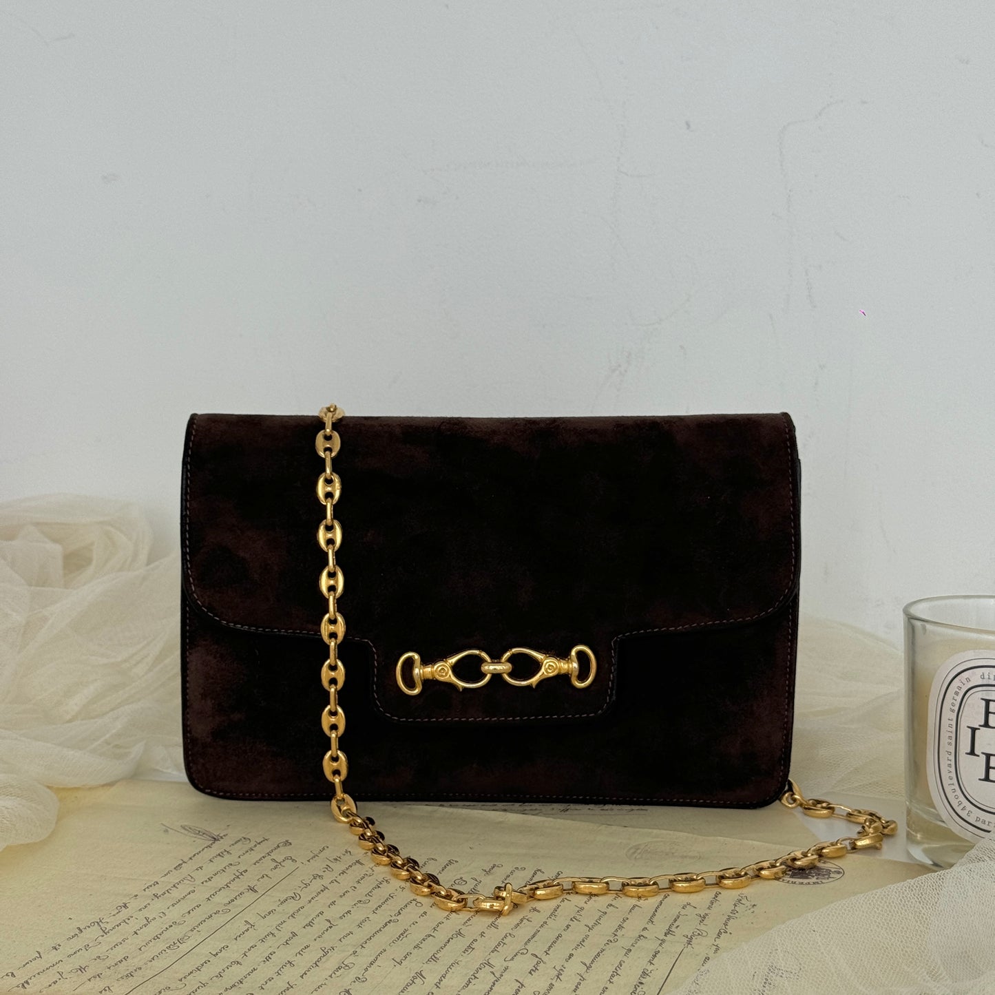 Celine Triomphe Suede Chain Bag