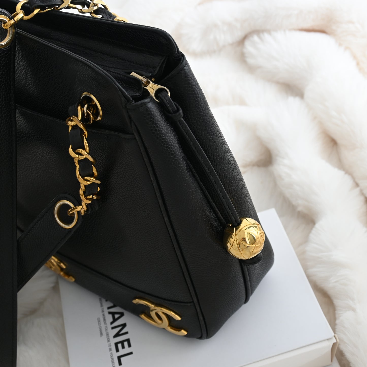 Chanel Triple CC Logo Chain Tote with Gold Ball