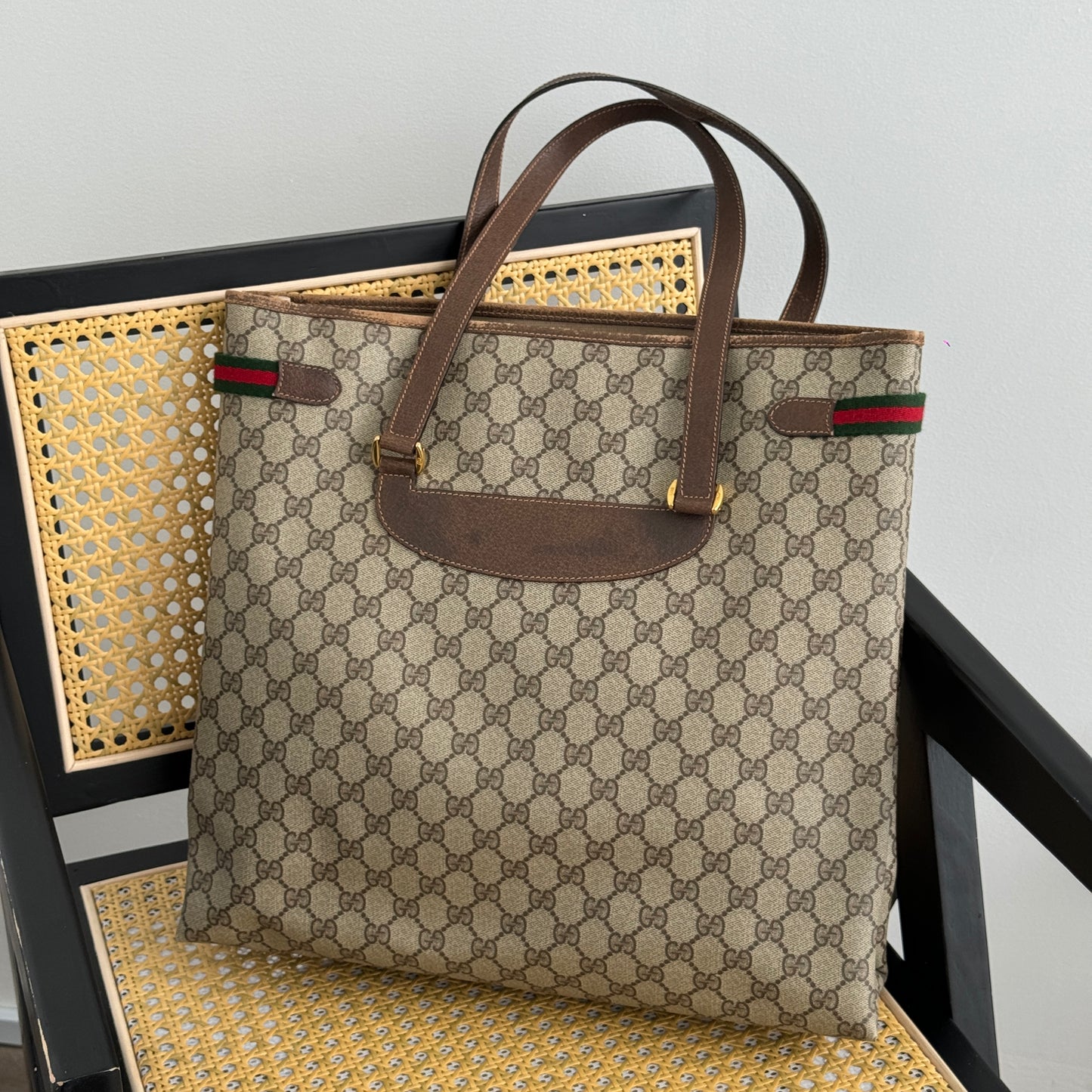 Gucci Sherry Line Canvas Tote Vintage