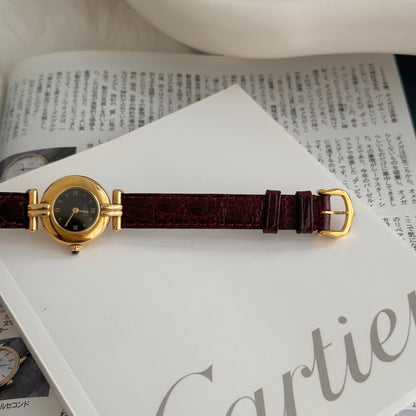 Must de Cartier Vermeil Gold Plated Black Dial