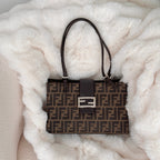 Fendi Zucca Monogram Double Strap Shoulder Bag - Leluxe Vintage Sdn. Bhd.