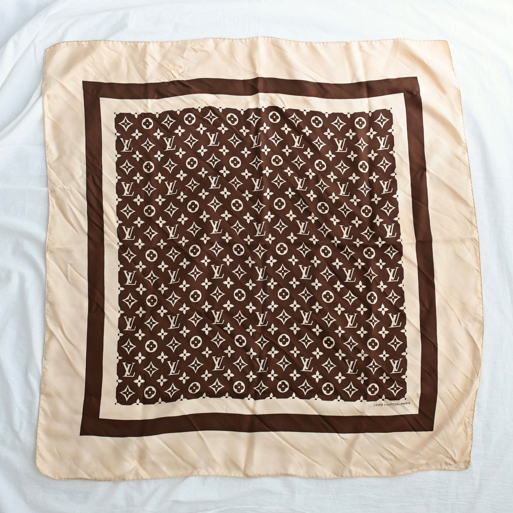Louis Vuitton Vintage Brown Monogram Scarf - Leluxe Vintage Sdn. Bhd.
