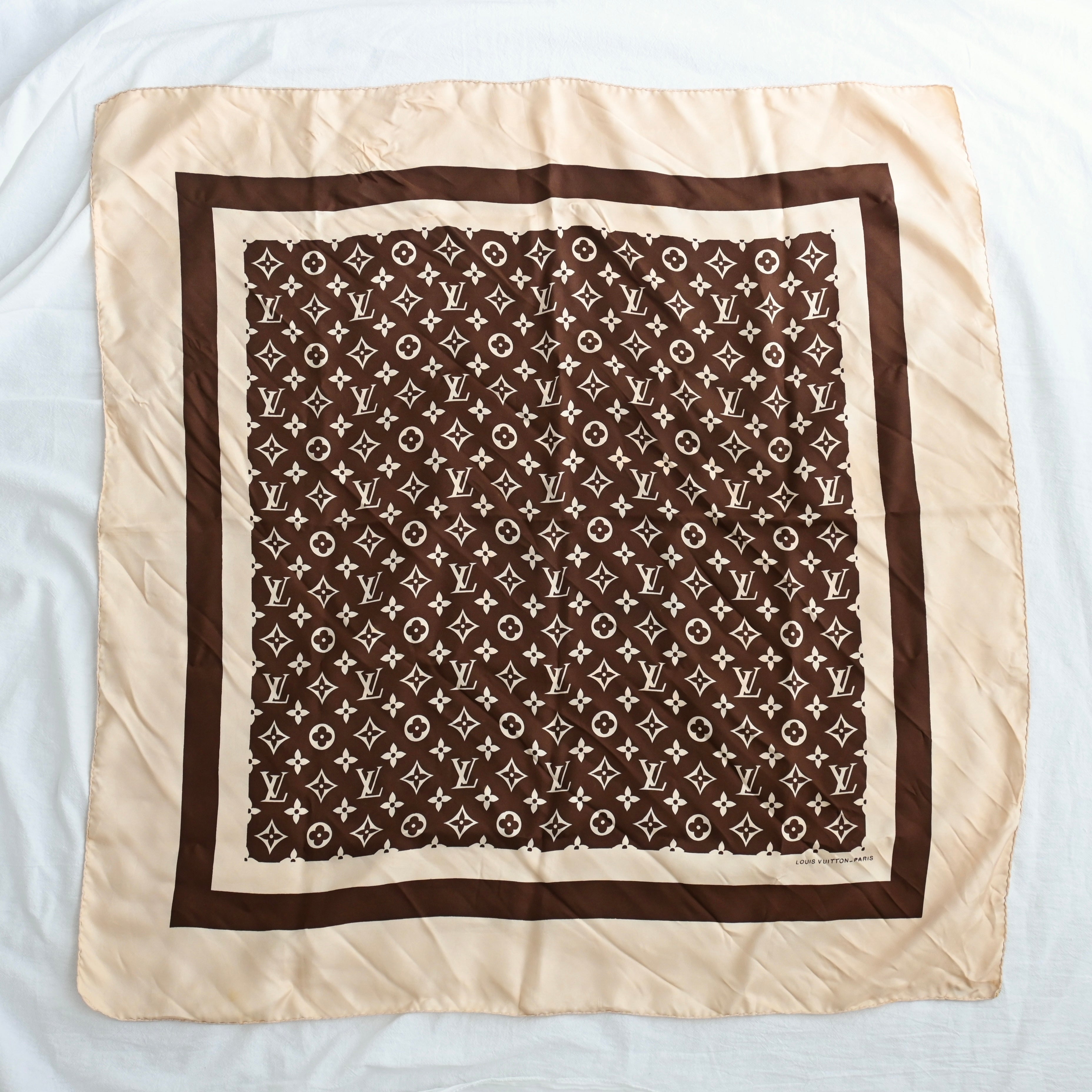 Louis Vuitton Vintage Brown Monogram Scarf - Leluxe Vintage Sdn. Bhd.