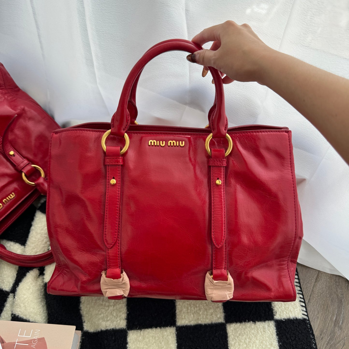 Miu Miu Vitello Shine Rosso