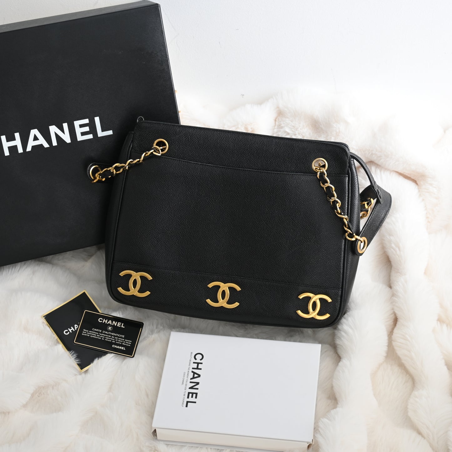 Chanel Triple CC Logo Chain Tote with Gold Ball