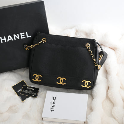 Chanel Triple CC Logo Chain Tote with Gold Ball
