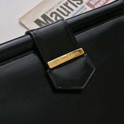 Vintage YSL Black Calf Leather Shoulder Bag