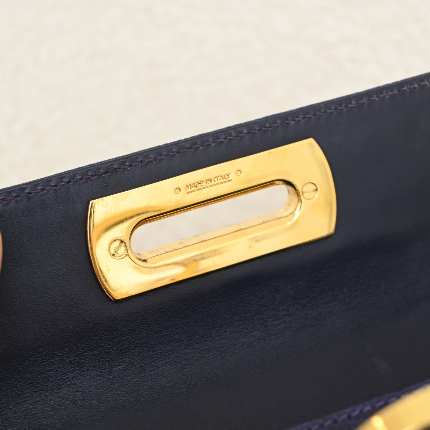 Salvatore Ferragamo Gancini Kelly Small in Purple  Embossed Lizard Leather