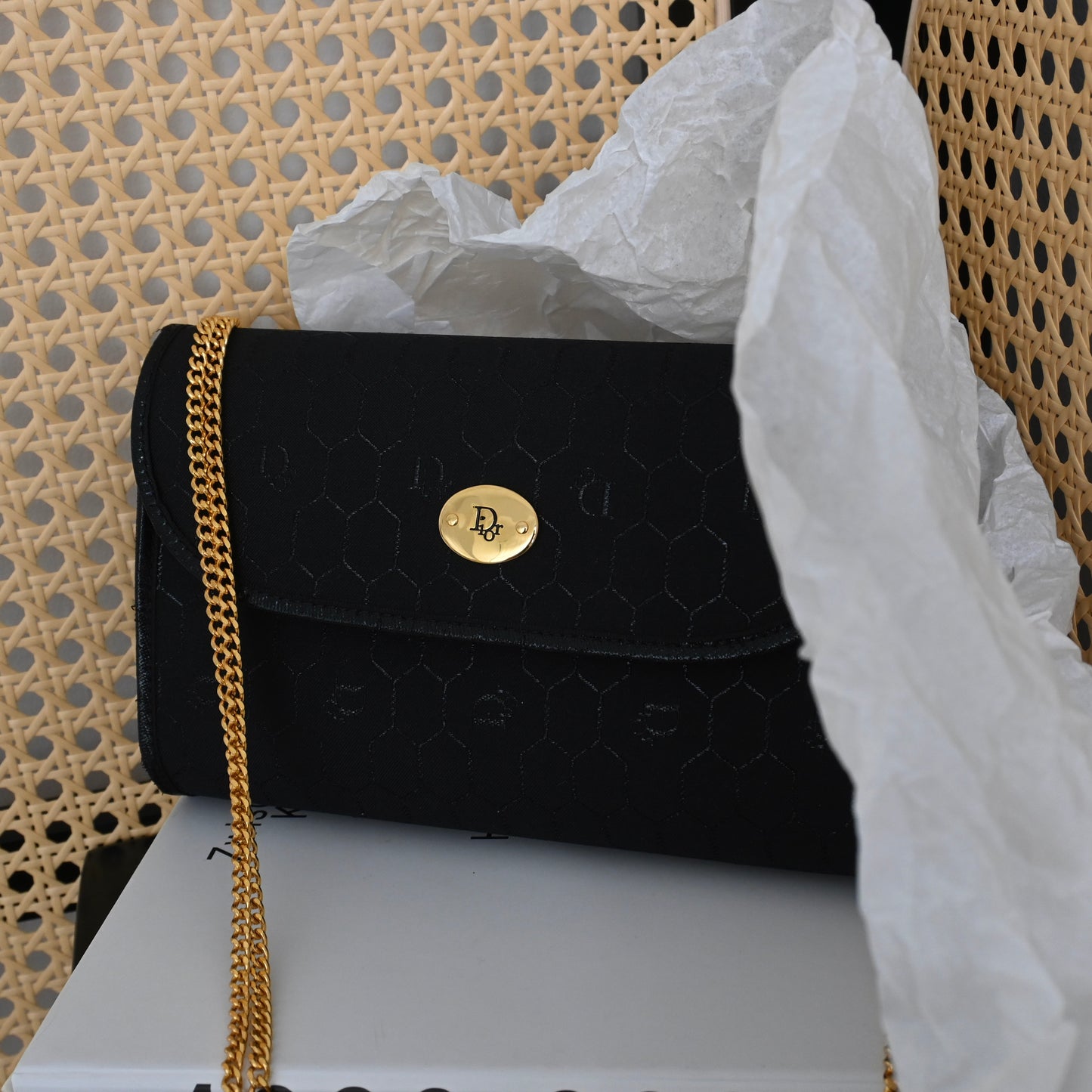 Dior Black Honeycomb Chain Bag