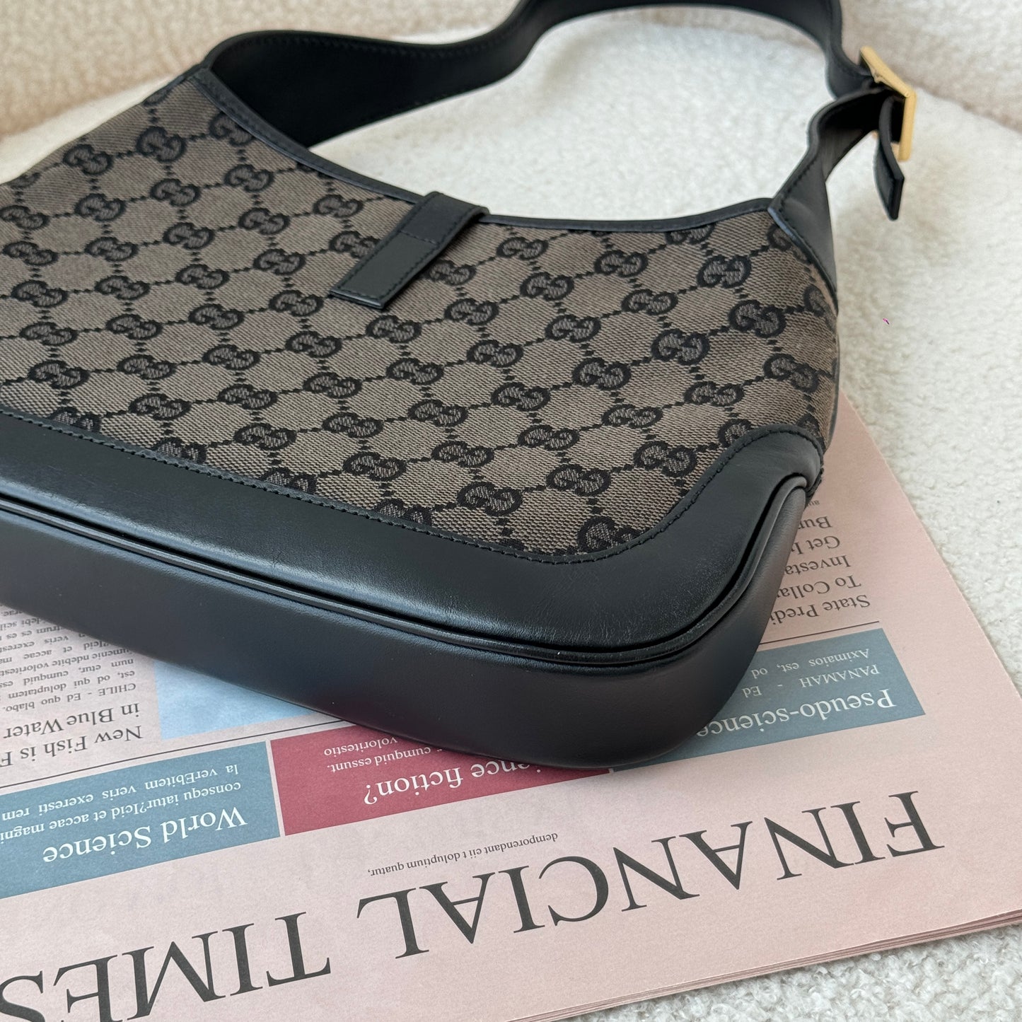 Old Gucci Small Jackie Hobo in Black Monogram