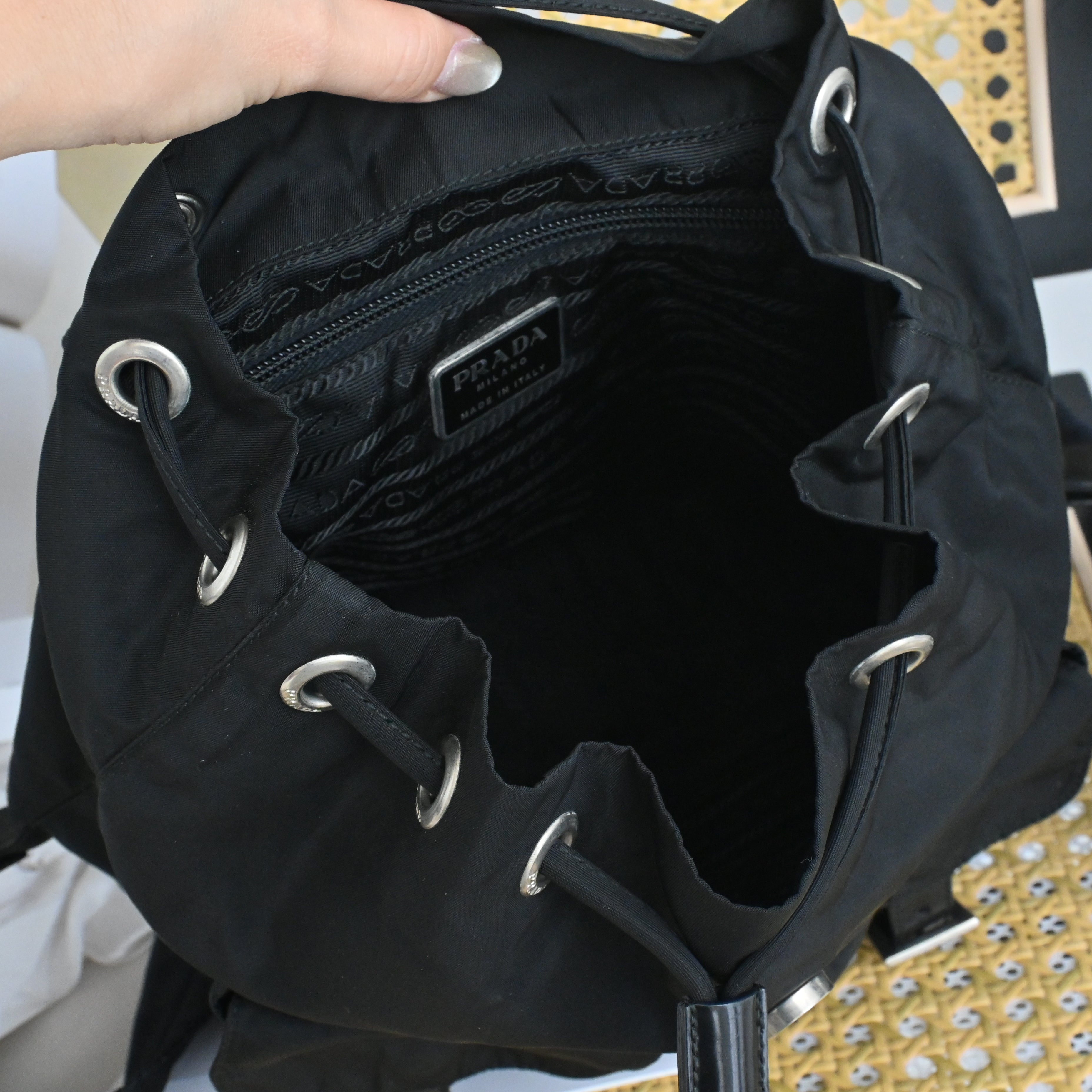 バッグ PRADA LEATHER TESSUTO NYLON BACKPACK バッグ PRADA LEATHER TESSUTO NYLON BACKPACK Prada Black Tessuto