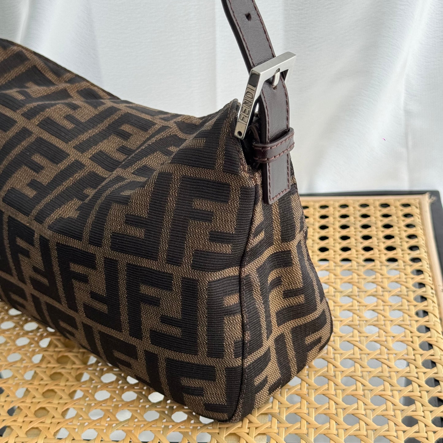 Fendi Zucca Canvas Baguette Shoulder Bag