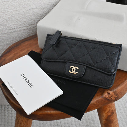 Chanel Caviar Classic Flap Zipped Cardholder