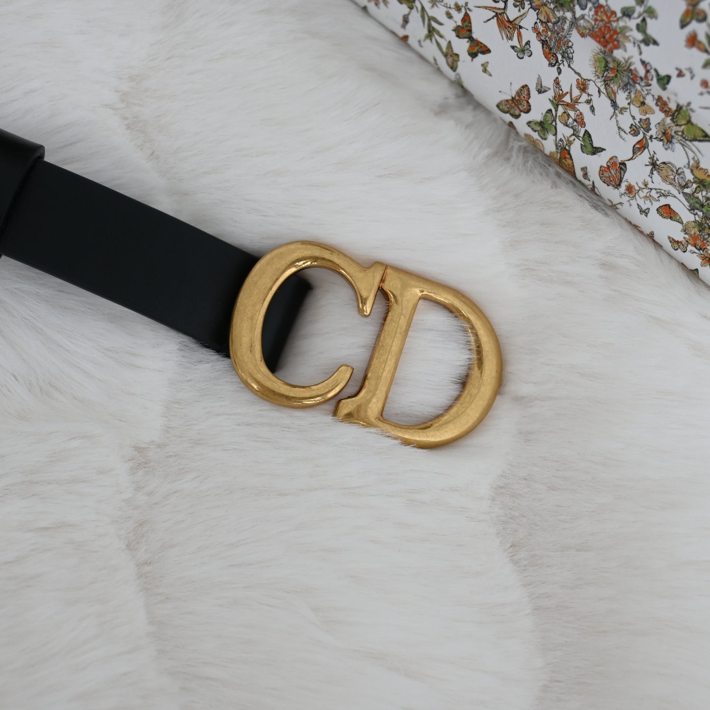 Dior CD logo Belt 70 Leather Black