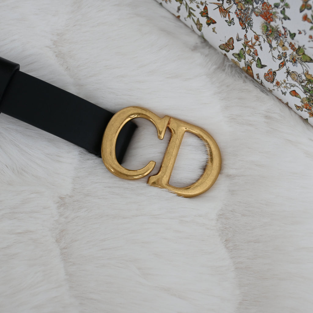 Dior CD logo Belt 70 Leather Black - Leluxe Vintage Sdn. Bhd.