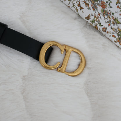 Dior CD logo Belt 70 Leather Black