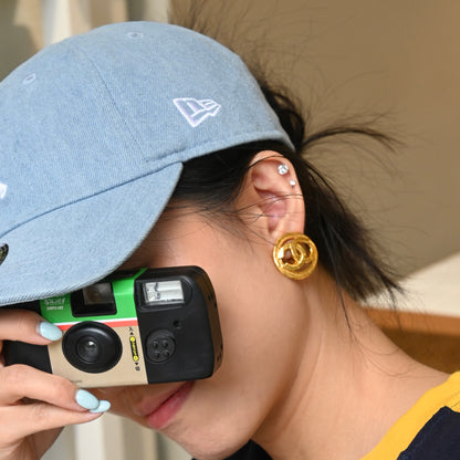 Chanel Circle Coco 94P Earrings Earclips