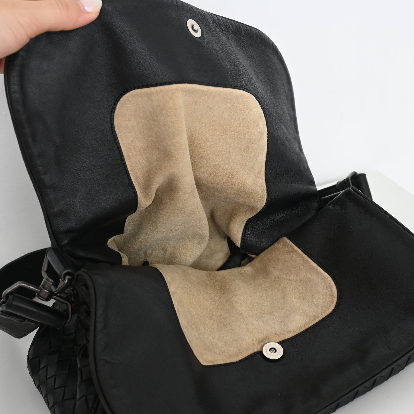 Bottega Veneta Intrecciato Double Flap Shoulder Bag