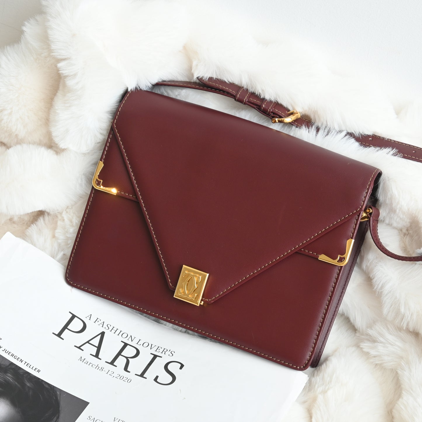 Cartier Must De Cartier Burgundy Envelope Bag