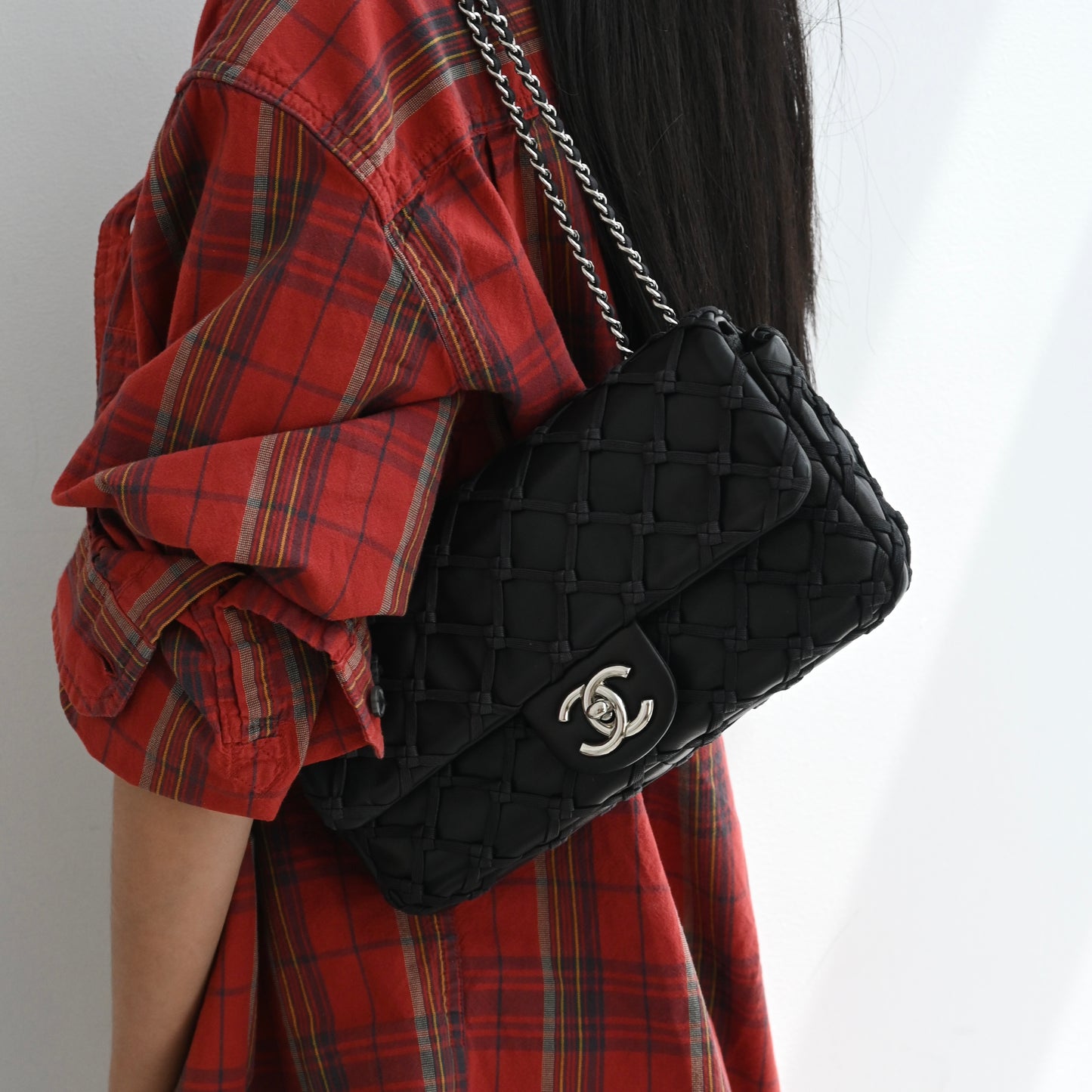 Chanel Lambskin Canebiers Net Flap Bag Small