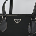 Prada Black Nylon Contrast Stitching Shoulder Bag