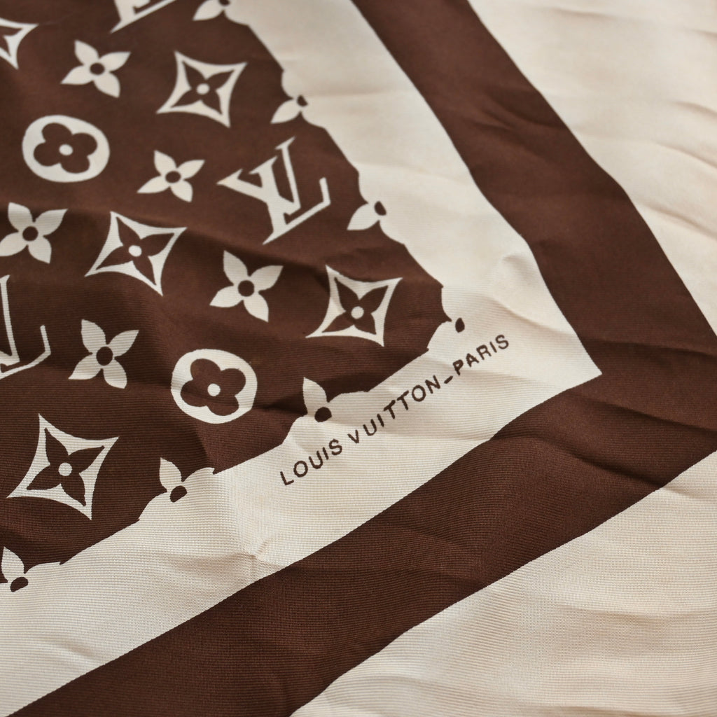 Louis Vuitton Vintage Brown Monogram Scarf - Leluxe Vintage Sdn. Bhd.