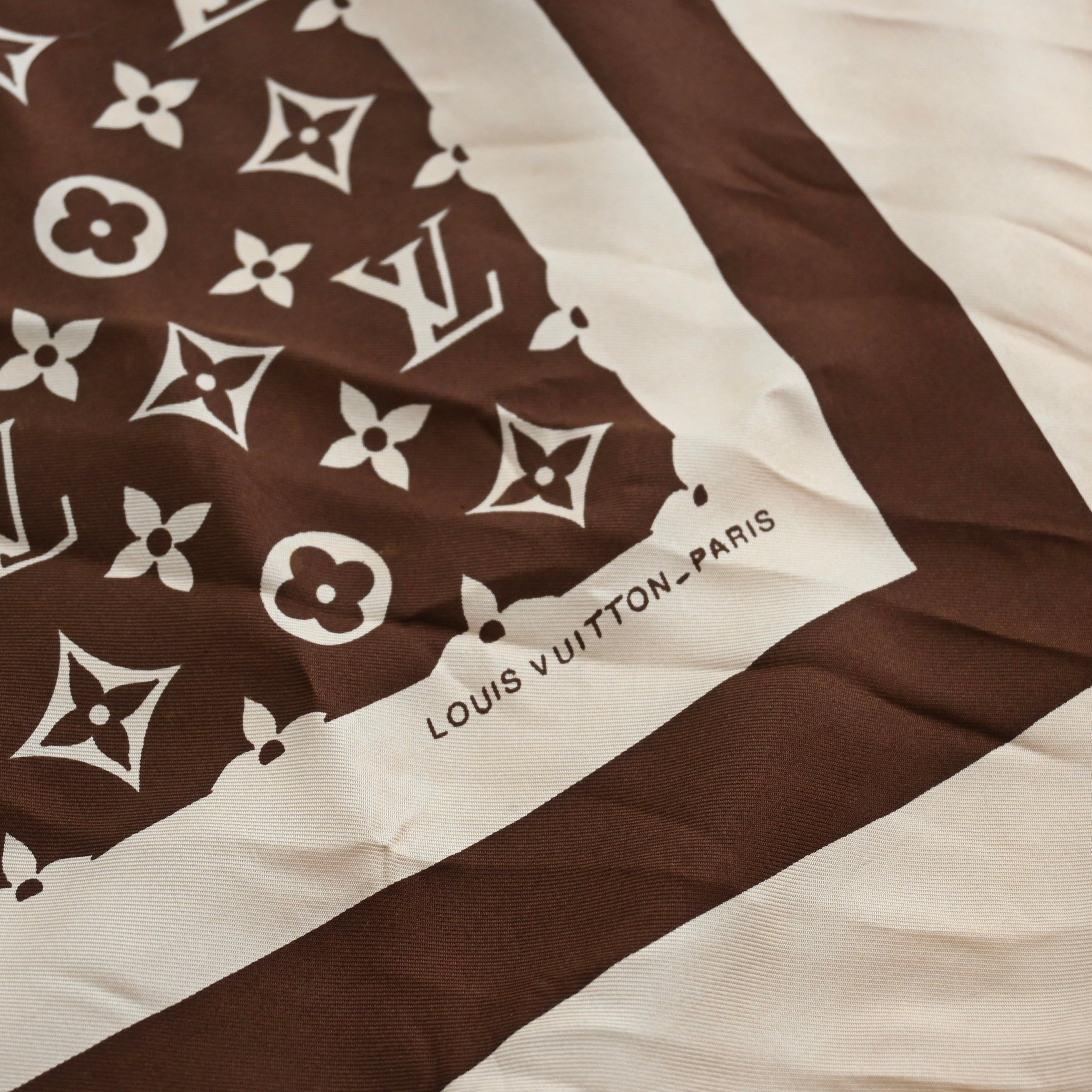 Louis Vuitton Vintage Brown Monogram Scarf - Leluxe Vintage Sdn. Bhd.