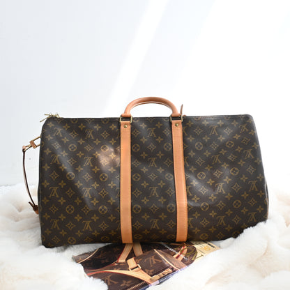 Louis Vuitton Monogram Keepall 55 with strap