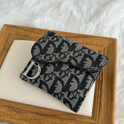 Dior Compact Wallet in Navy Monogram