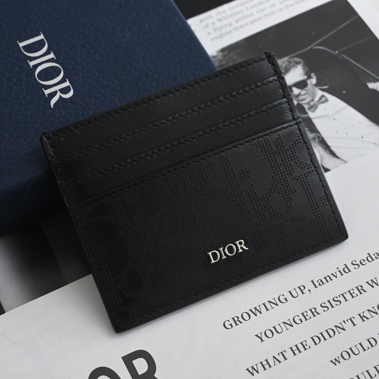 Christian Dior Perforated Leather Oblique Card Holder