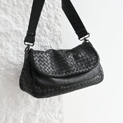 Bottega Veneta Intrecciato Double Flap Shoulder Bag
