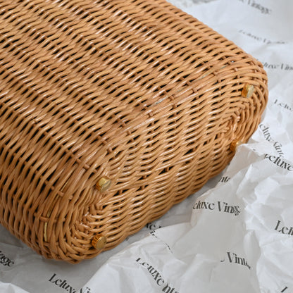 Salvatore Ferragamo Gancini Wicker Rattan Basket Bag