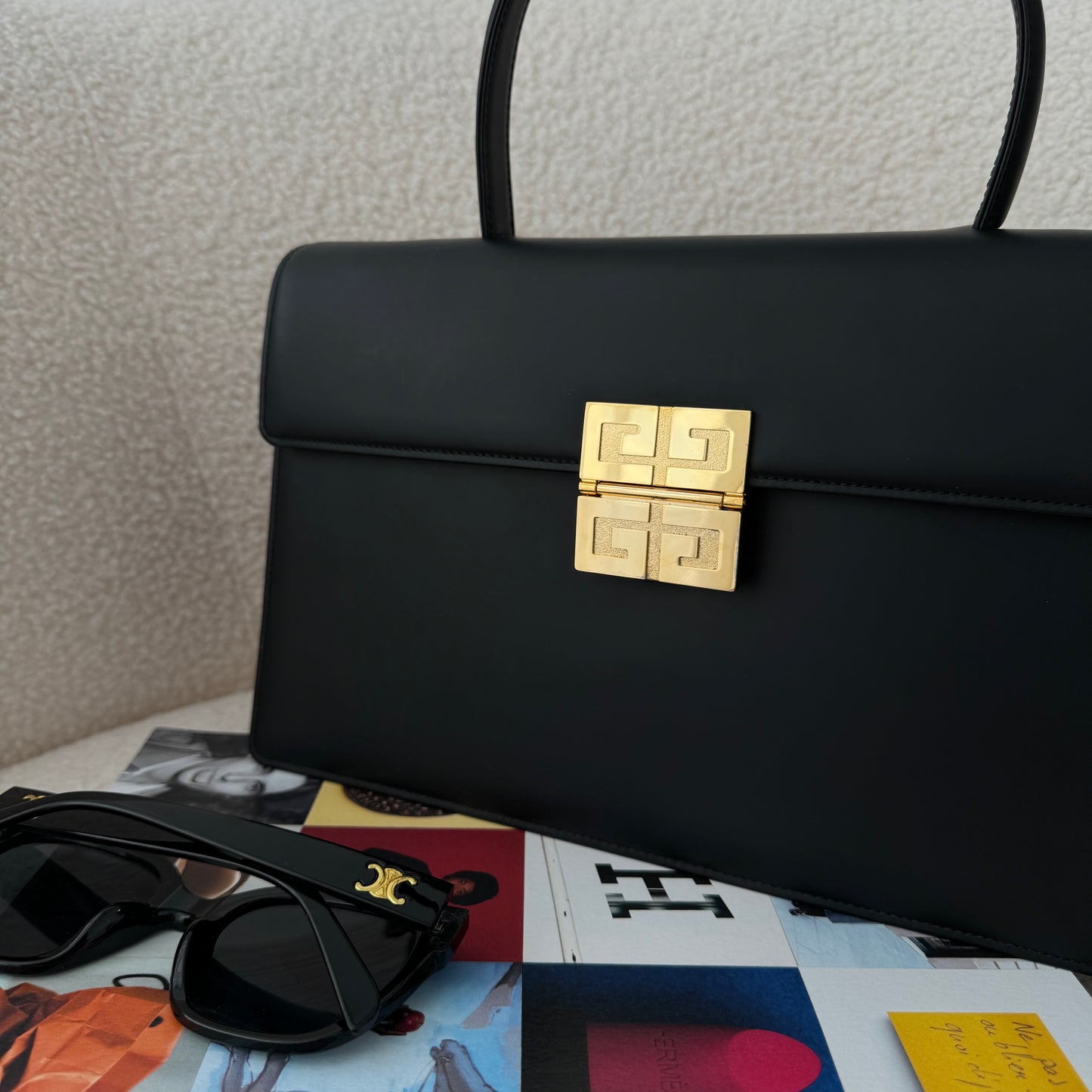 Givenchy Kelly Matte Black Top Handle Vintage Bag