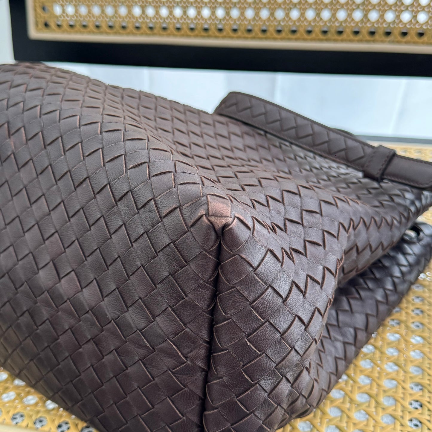 Bottega Veneta Intrecciato Shoulder Bag Dark Brown